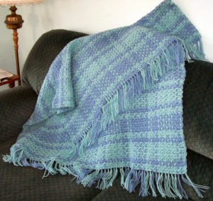 Blue Green Crocheted Blanket