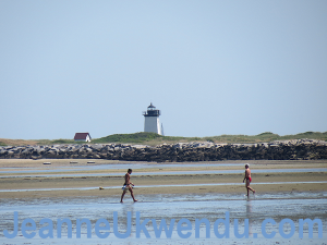 Wood End Lighthouse with the tide out